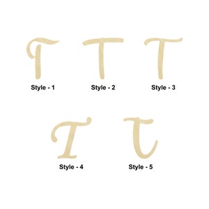Script Block Letter T forma de madera - Múltiples tamaños - Corte láser Formas de corte de madera sin terminar / Regalo de decoración del hogar / Universidad - Forma artesanal