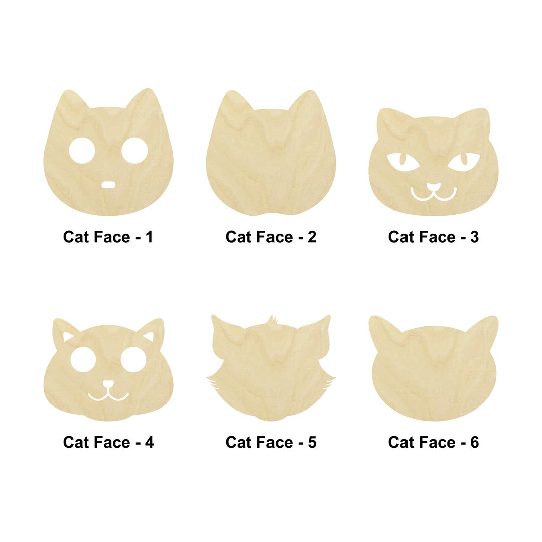 Cat Face or Cat Head Animal Shape Multiple Sizes Laser Cut Etsy