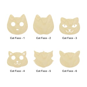 Tête de chat ou tête de chat - Plusieurs tailles - Formes en bois brut découpées au laser | Cadeau de décoration d'intérieur | Cadeau pour amoureux