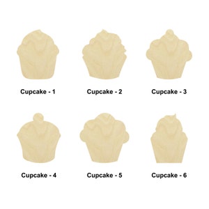 Forme de cupcake-Plusieurs tailles-Découpe au laser dans du bois brut | Décoration d'intérieur | Cadeau déco | Panneau en bois de célébration