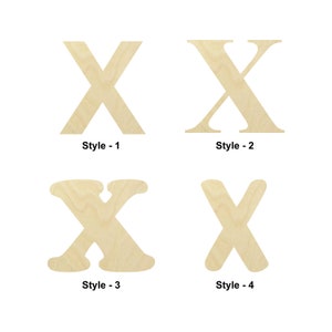 Letra Block X forma de madera - Múltiples tamaños- Formas recortadas de madera sin terminar cortadas con láser / Regalo de decoración del hogar / Universidad - Forma artesanal