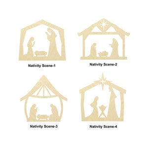 Forma in legno per presepe di Natale - Dimensioni multiple - Forme ritagliate in legno non finito tagliate al laser / Regalo di decorazione domestica / Arte o regalo di Natale