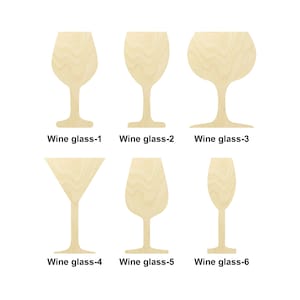 Bicchiere da vino - Dimensioni multiple - Forme di ritaglio di legno non finite tagliate al laser / Regalo di decorazione domestica
