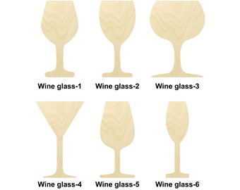 Wine Glass - Multiple Sizes - Laser Cut Unfinished Wood Cutout Shapes | Home Decoration Gift