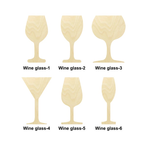 Wine Glass - Multiple Sizes - Laser Cut Unfinished Wood Cutout Shapes | Home Decoration Gift