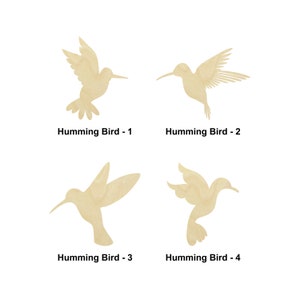 Forma di colibrì - Dimensioni multiple - Forme ritagliate in legno non finito tagliate al laser / Regalo per la decorazione della casa / Cartello intercambiabile