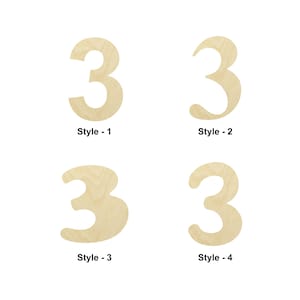 Forme en bois numéro 3 - Plusieurs tailles - Formes de découpe en bois non finies découpées au laser | Cadeau de décoration pour la maison | Collège - Forme artisanale