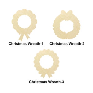 Corona de Navidad - Múltiples tamaños- Corte láser Formas de corte de madera sin terminar / Decoración del hogar / Decoración de Navidad / Signo de madera intercambiable