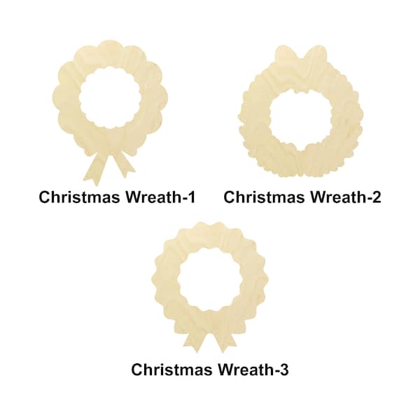 Christmas Wreath - Multiple Sizes- Laser Cut Unfinished Wood Cutout Shapes | Home decor | Christmas Decor | Interchangeable wooden sign