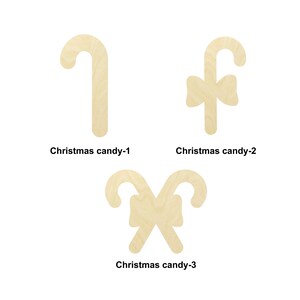 Bonbons de Noël - Plusieurs tailles - Formes de bois brut découpées au laser | Décoration d'intérieur | Décoration de Noël | Panneaux interchangeables en bois
