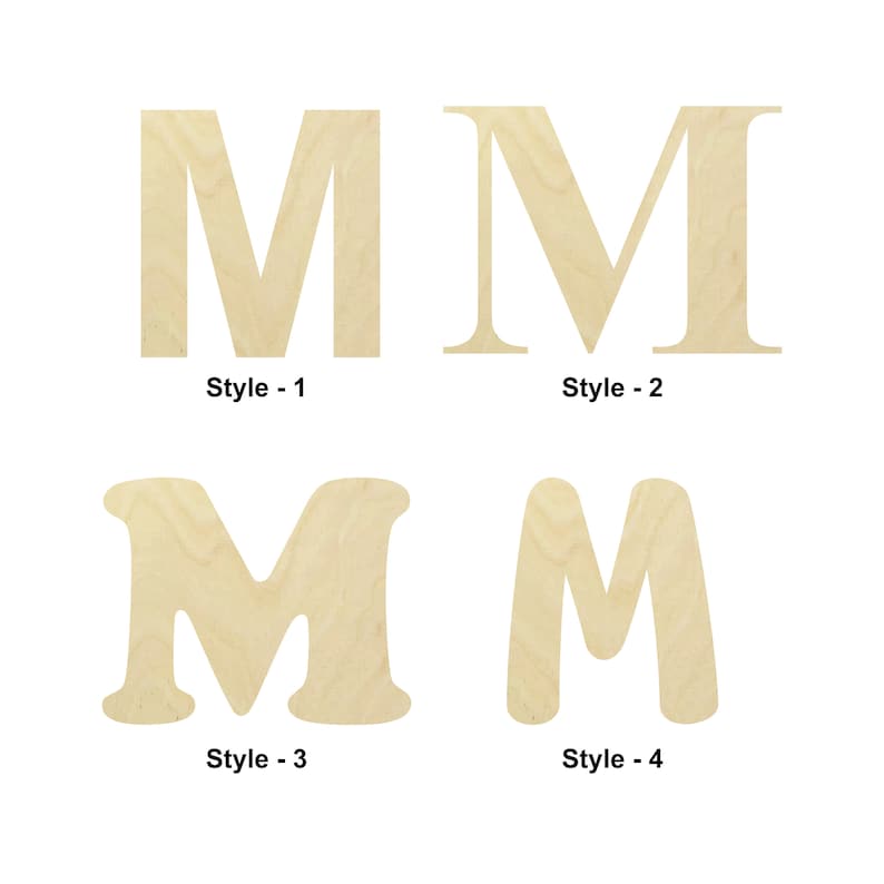Block Letter M Wooden Shape - Multiple Sizes- Laser Cut Unfinished Wood ...