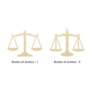 Scales of Justice Shape - Múltiples tamaños - Laser Cut Unfinished Wood Cutout Shapes / Home Decoration Gift / Art or Law lover gift