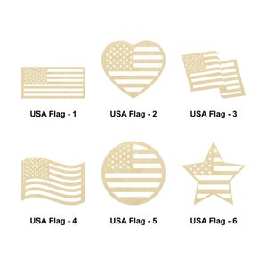 Drapeau des États-Unis-Forme patriotique - Plusieurs tailles - Découpe au laser Formes découpées en bois non finies | Jour de l’indépendance Décor | Enseigne en bois interchangeable