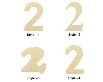 Number 2 wooden shape - Multiple Sizes- Laser Cut Unfinished Wood Cutout Shapes | Home Decoration Gift | College - Craft Shape