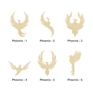 Phoenix a forma di uccello in legno - Dimensioni multiple - Forme di ritaglio in legno non finite tagliate al laser / Regalo per la decorazione domestica / Segno intercambiabile / Pat love