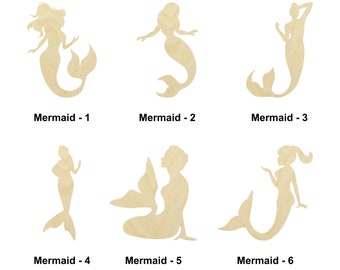 Mermaid - Sea animal-Multiple Sizes - Laser Cut Unfinished Wood Cutout Shapes | Home decor | Decoration Gift | Interchangeable wooden sign