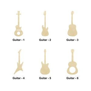 Formes d’instruments de musique de guitare - Tailles multiples - Découpe au laser Formes de découpe de bois inachevées | Décoration de la maison | cadeau Signe interchangeable