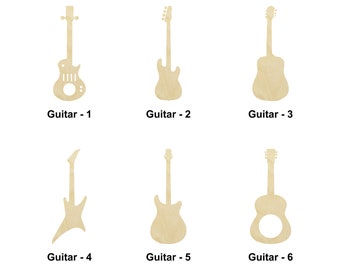 Guitar music instruments shapes - Multiple Sizes - Laser Cut Unfinished Wood Cutout Shapes | Home Decoration Gift | Interchangeable sign