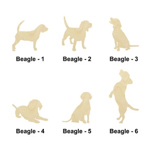 Chien beagle - plusieurs tailles - formes découpées au laser en bois brut | Cadeau de décoration d'intérieur | Plaque en bois interchangeable