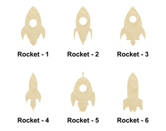 Rocket ship shape - Multiple Sizes - Laser Cut Unfinished Wood Cutout Shapes | Home decor | Decoration Gift | stylized representations