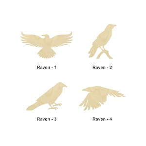 Oiseau corbeau - Plusieurs tailles - Découpe au laser Formes découpées en bois non finies | Cadeau de décoration intérieure | Signe interchangeable