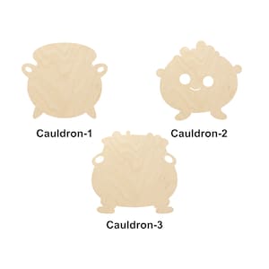 Calderone Halloween - Dimensioni multiple - Forme ritagliate in legno non finito tagliate al laser / Decorazioni per la casa / Decorazioni per Halloween / Cartelli in legno intercambiabili