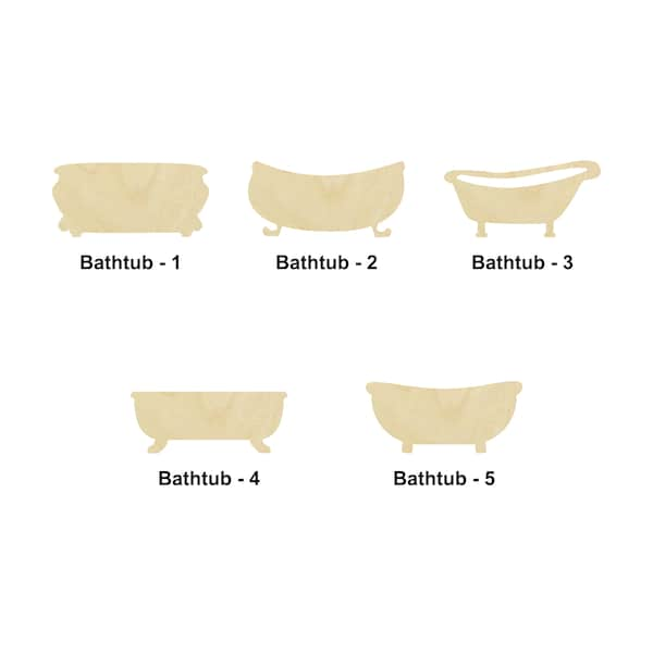 Bathtub bathroom wooden Shape - Multiple Sizes- Laser Cut Unfinished Wood Cutout Shapes | Home Decoration Gift | Art lover gift