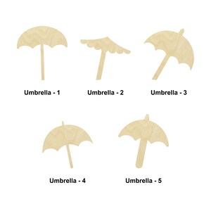 Forme de parapluie - Plusieurs tailles - Découpe au laser Formes découpées en bois non finies | Cadeau de décoration intérieure | Été| Enseigne en bois interchangeable