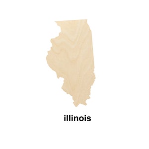 Illinois State Map - Mehrere Größen - Laser cut Unfertige Holz Cut Formen | Wohndekoration Geschenk | USA-Bundesstaaten Handwerk