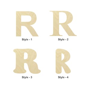 Letra Rúscula R forma de madera - Múltiples tamaños- Formas recortadas de madera sin terminar cortadas con láser / Regalo de decoración del hogar / Universidad - Forma artesanal