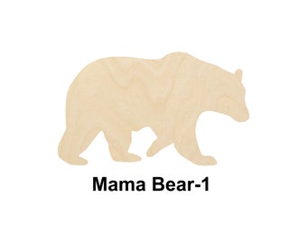 Mama Bear-Baby bear-shape - Multiple Sizes - Laser Cut Unfinished Wood Cutout Shapes | Home decor | Canadian Decor | Decoration Gift