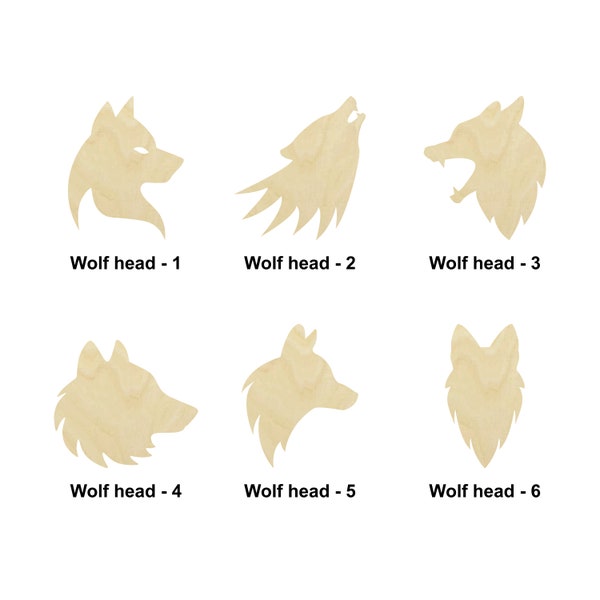 Wolf head wooden Shape - Multiple Sizes- Laser Cut Unfinished Wood Cutout Shapes | Home Decoration Gift | Wolf head wood cutouts