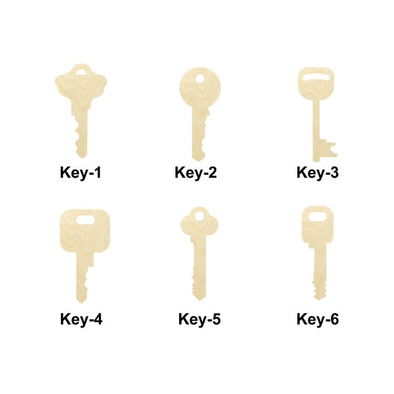 Key - Laser Cut Out Unfinished Wood Craft Shape KEY1 Key - Laser Cut Out Unfinished Wood Craft Shape KEY1