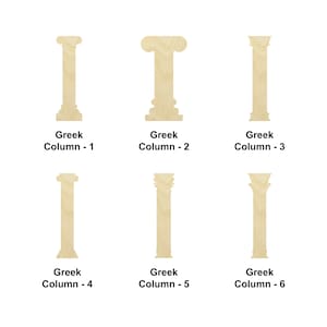 Forma di colonna greca in legno - Dimensioni multiple - Forme ritagliate in legno non finito tagliate al laser / Regalo per la decorazione della casa, cartelli in legno della colonna greca