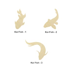 Poisson Koi - Animal marin - Tailles multiples - Découpe au laser Des formes de découpe de bois non finies | Décoration intérieure | Décoration Cadeau | Enseigne en bois interchangeable