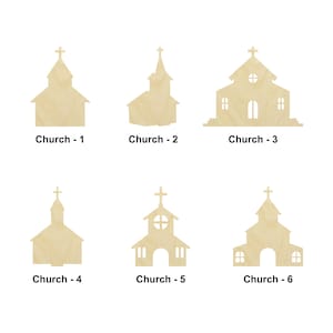 Forme d'église en bois - Plusieurs tailles - Formes en bois brut découpées au laser | Cadeau de décoration d'intérieur | Panneaux en bois pour église