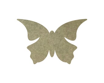 May include: A cutout of a butterfly in a light brown colour. The butterfly is symmetrical and has a simple design.