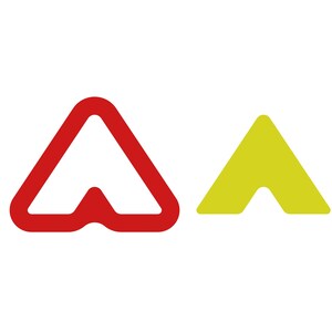May include: Two triangle shapes, one red and one yellow. The red triangle is larger and has a rounded bottom. The yellow triangle is smaller and has a pointed bottom.