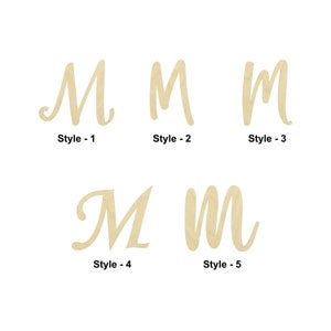 Script Block Letter M forma de madera - Múltiples tamaños - Corte láser Formas de corte de madera sin terminar / Regalo de decoración del hogar / Universidad - Forma artesanal