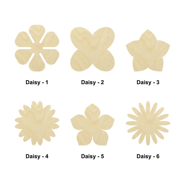 Daisy Flower shape - Multiple Sizes - Laser Cut Unfinished Wood Cutout Shapes | Home Decoration Gift | Floral Interchangeable wooden sign