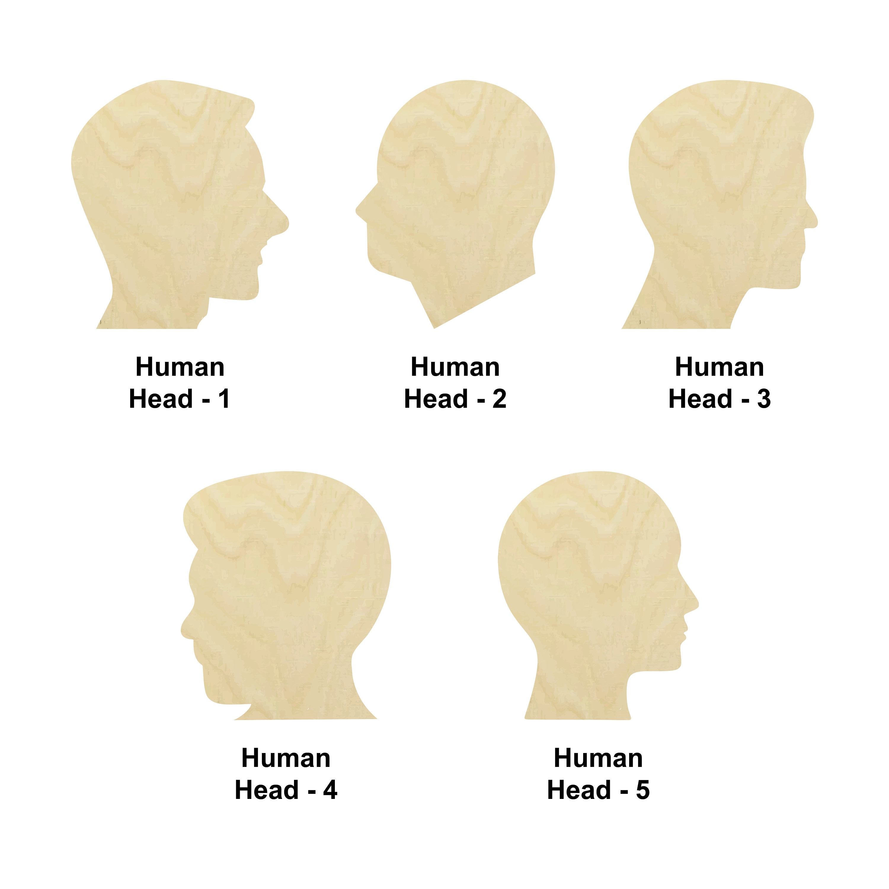 Human Head Shape - Multiple Sizes - Laser Cut Unfinished Wood 