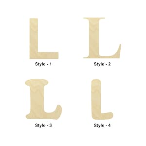 Letra mayúscula L forma de madera - Múltiples tamaños- Formas recortadas de madera sin terminar cortadas con láser / Regalo de decoración del hogar / Universidad - Forma artesanal