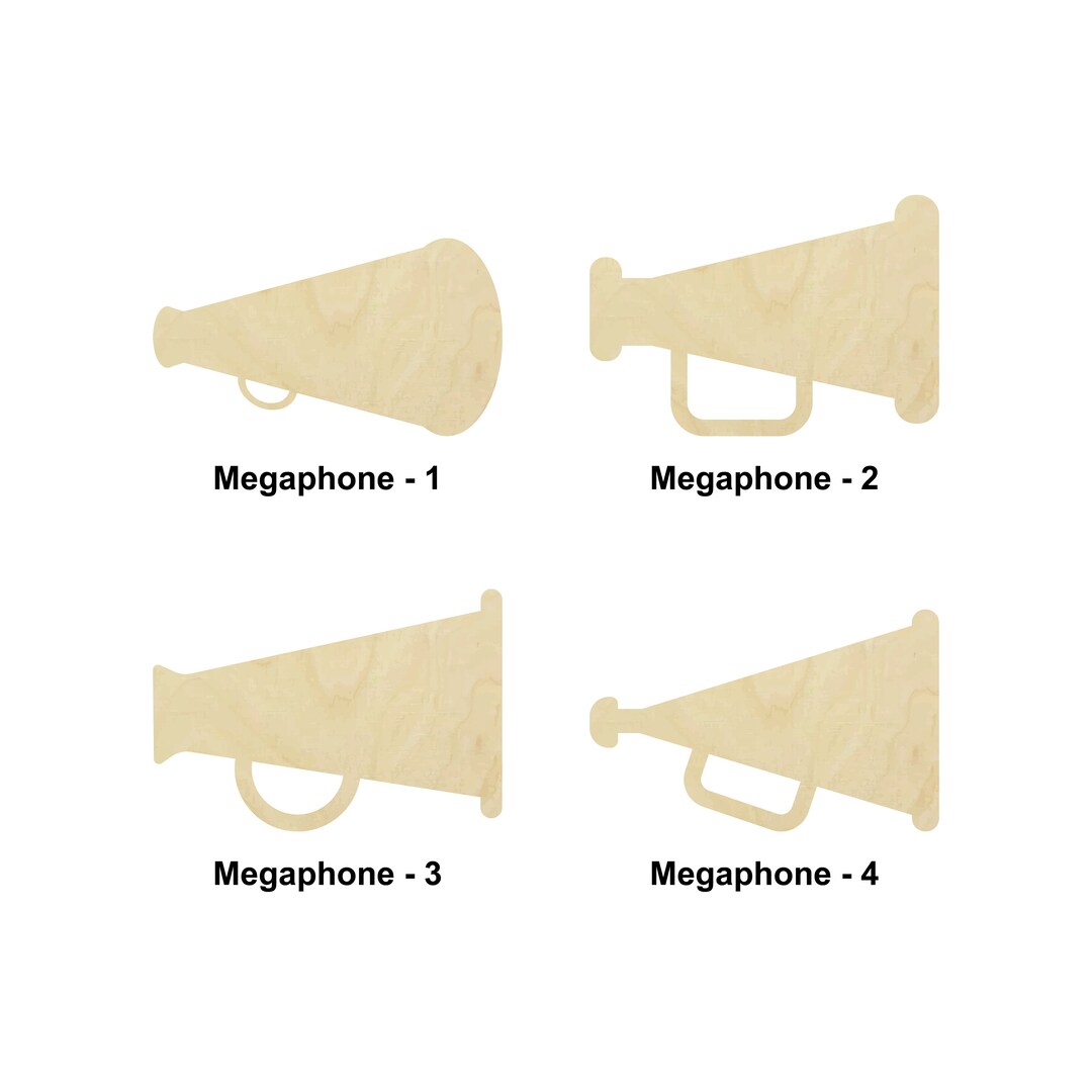 Megaphone Shape Multiple Sizes Laser Cut Unfinished Wood Cutout Shapes