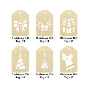 Etichetta regalo di Natale - 2 forme - Dimensioni multiple - Forme ritagliate in legno non finito tagliate al laser / Regalo di decorazione domestica / Regalo d'arte o amante