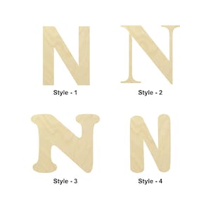 Letra H N forma de madera - Múltiples tamaños- Formas recortadas de madera sin terminar cortadas con láser / Regalo de decoración del hogar / Universidad - Forma artesanal