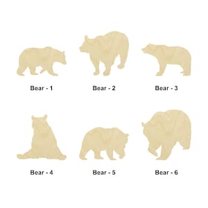 Forma di animale della foresta o della giungla dell'orso - Dimensioni multiple - Forme di ritaglio di legno non finito tagliato al laser / Regalo di decorazione domestica / Segno intercambiabile