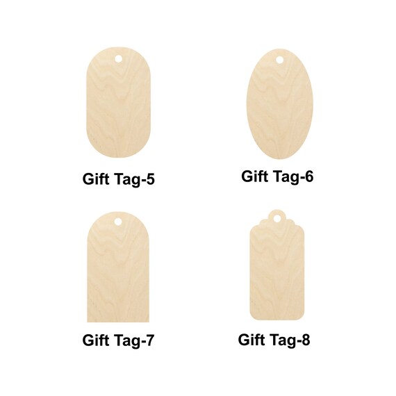 Gift Tag - Laser Cut Out Unfinished Wood Craft Shape TAG8 Gift Tag - Laser Cut Out Unfinished Wood Craft Shape TAG8