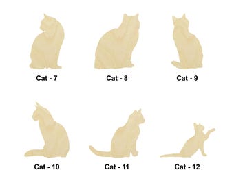 Cat-2 Wooden Shape - Multiple Sizes - Laser Cut Unfinished Wood Cutout Shapes | Home Decoration Gift | Art lover gift