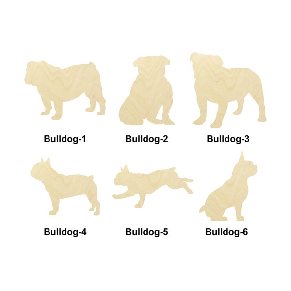 English or French Bulldog - animal- Multiple Sizes - Laser Cut Unfinished Wood Cutout Shapes | Home decor | Decoration Gift