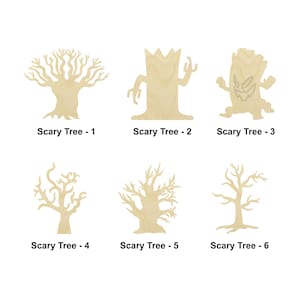 Halloween Scary Tree shape - Multiple Sizes - Laser Cut Unfinished Wood Cutout Shapes | Home Decoration Gift | Scary Interchangeable signs